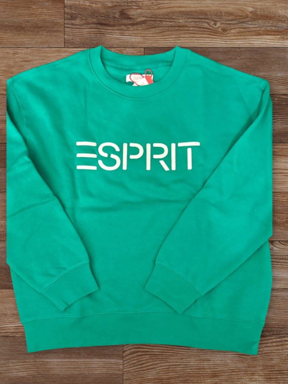 ESPRIT Women's Logo Fleece Crewneck Sweatshirt Green Vintage M  XL